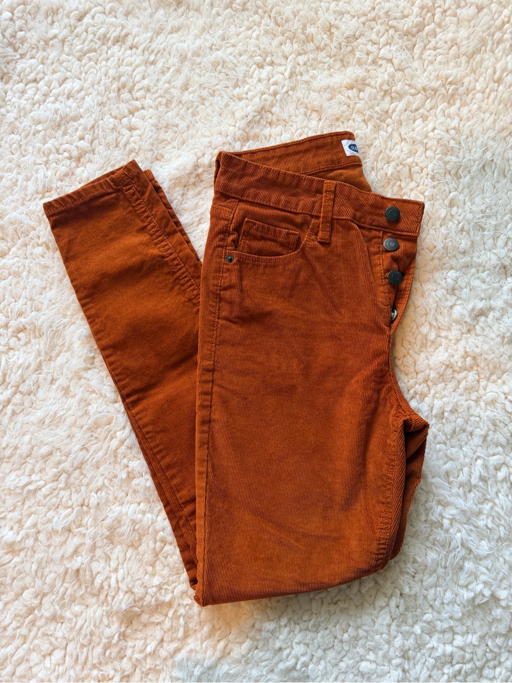 Old Navy Rockstar Super Skinny High Rise Corduroy Pants Burnt Orange Size 6